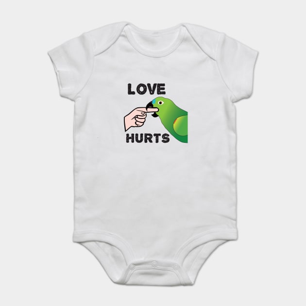 Love Hurts - Blue Front Amazon Parrot Ver.2 Baby Bodysuit by Einstein Parrot